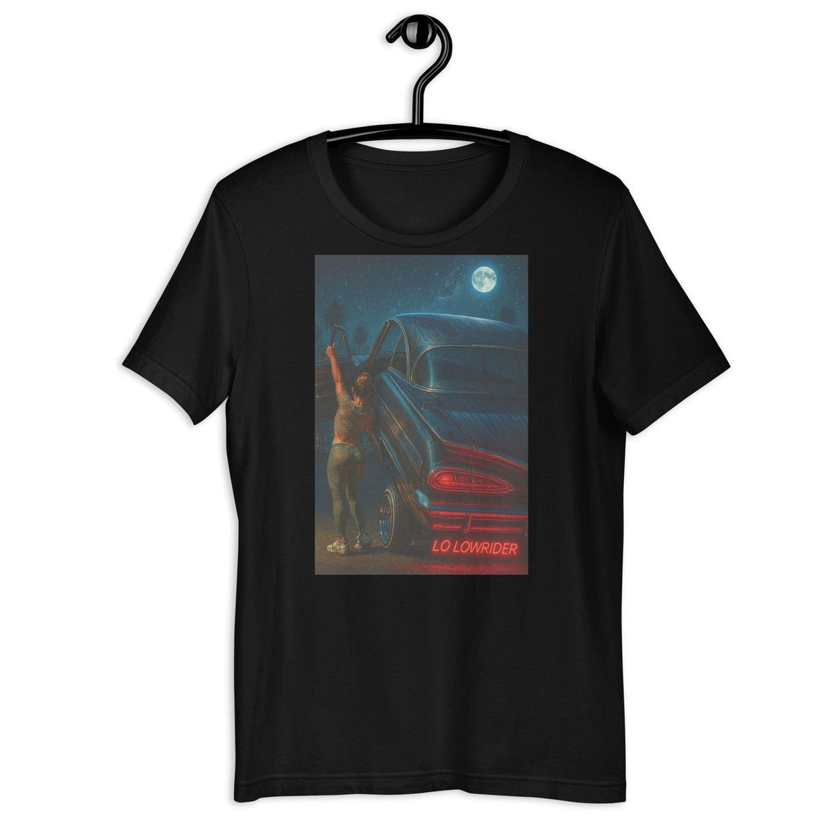 Mexican Flag Lowrider Classic Car Night Moon Graphic Tee Unisex
