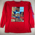 Platinum FUBU Mens XXL Red Long Sleeve Graphic Streetwear Hip Hop Tee Korea Made Unisex