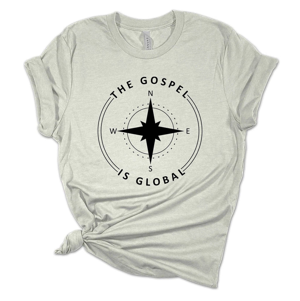 Womens Christian Tshirt the Gospel is Global Compass Jesus Christian Short Unisex