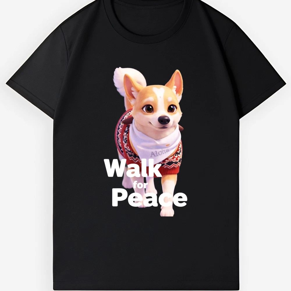 Unisex Walk for Peace -Cute Aloha Dog Graphic Tee for Pet Lovers & Peace Unisex