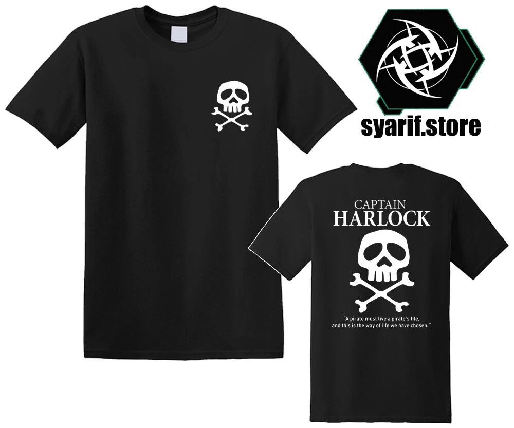 Space Pirate Captain Harlock Men's Black Grey Size S-5XL Unisex