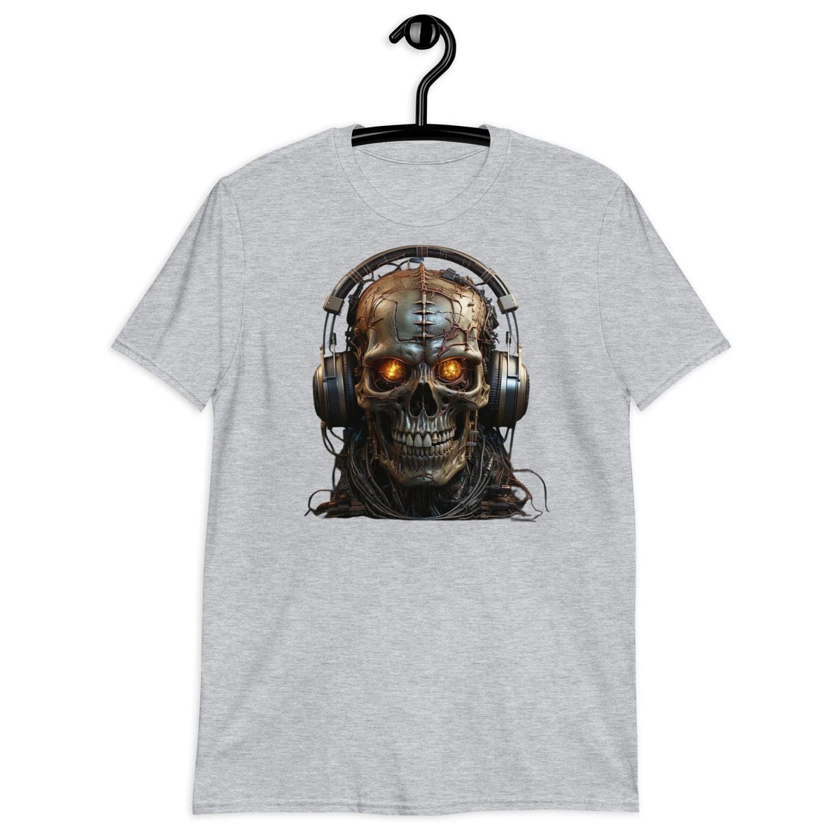 Cyborg Skull with Headset Graphic Print Futuristic Men's Tee Unisex
