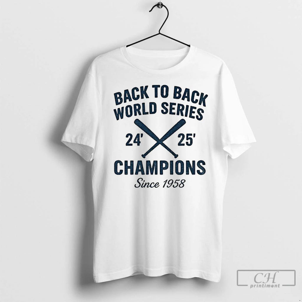 Classic Los Angeles Dodgers Back To Back World Series 24 25 Champions Since 1958 Unisex