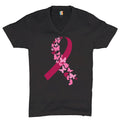 Butterflies Pink Ribbon V-Neck Breast Cancer Awareness Hope Tee Unisex