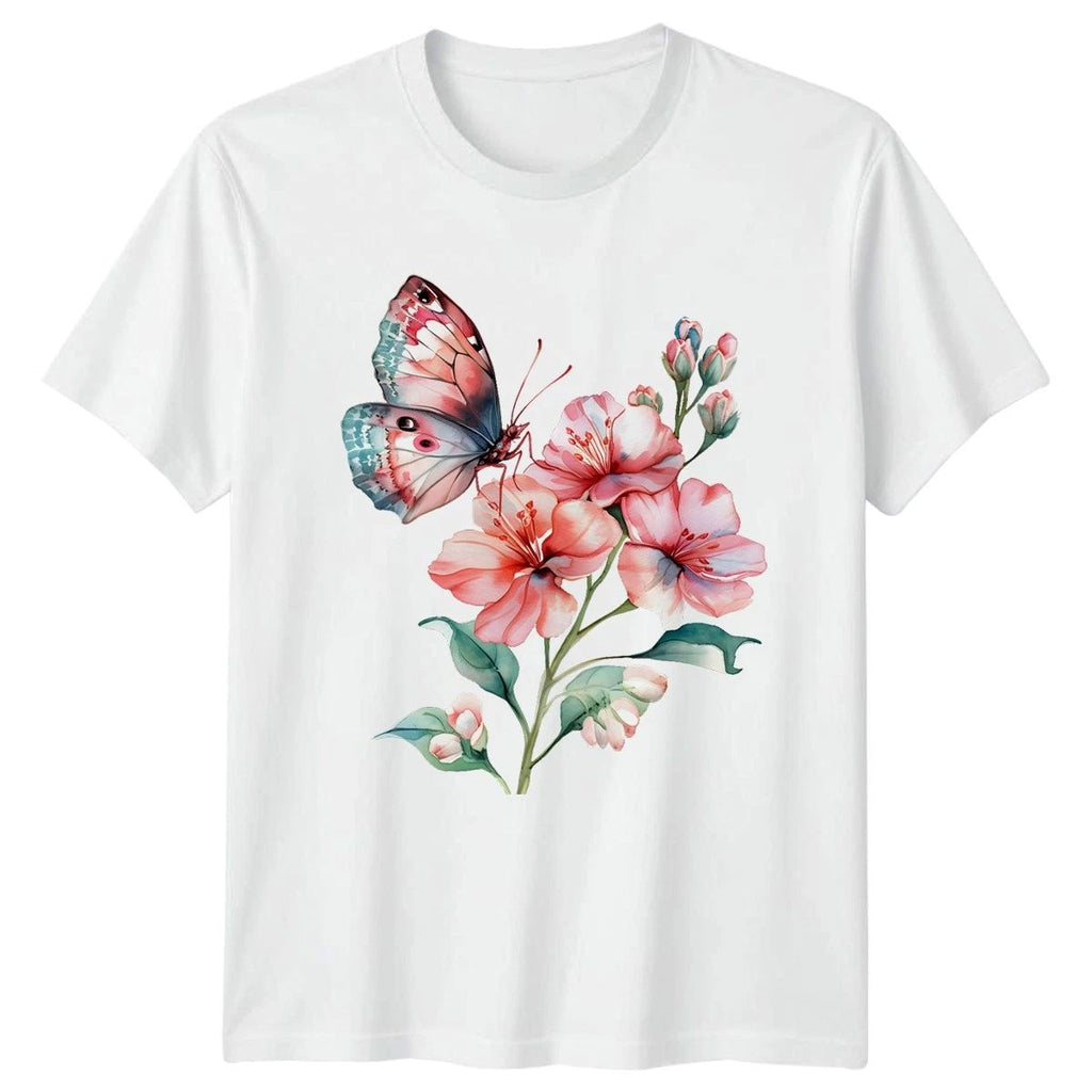 Butterfly Flowers Floral Nature Mens Womens Tee Graphic Unisex Top Unisex