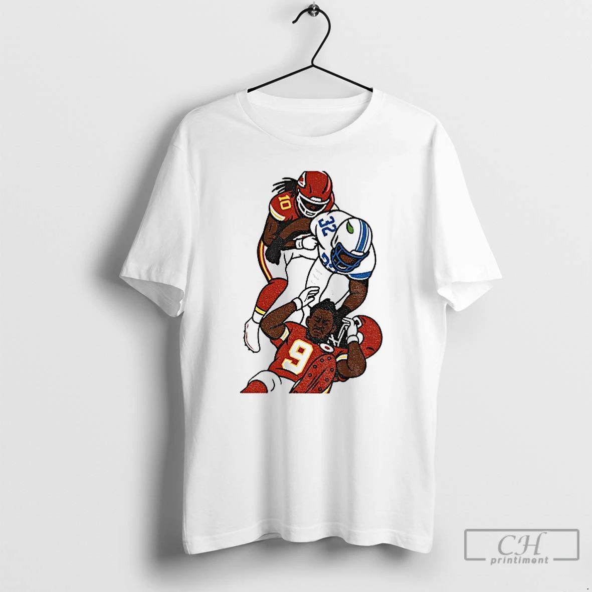 Classic Brian Branch Vs Juju Smith Schuster Detroit Lions Chiefs T Shirts Unisex