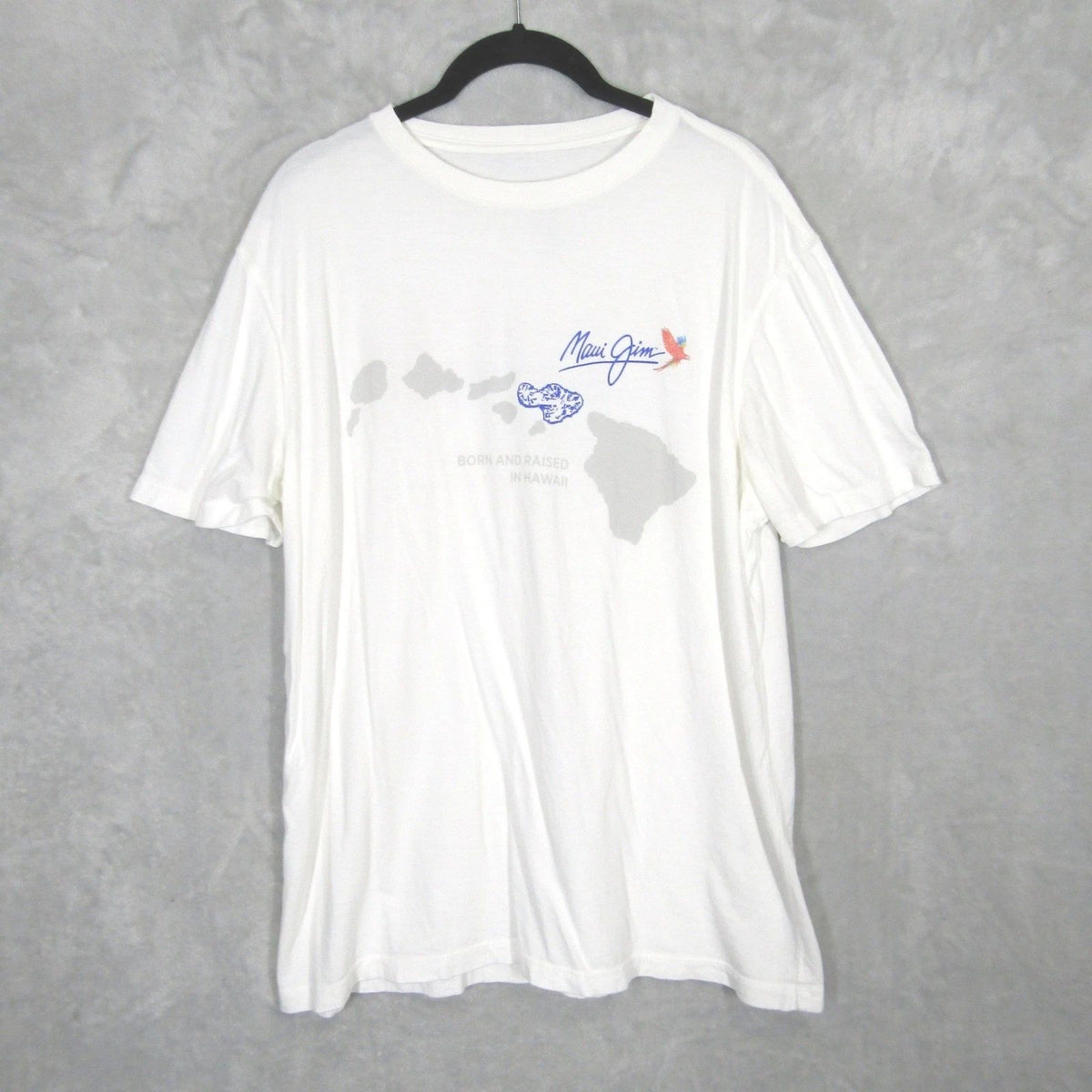 Maui Jim Mens XL White Bamboo Organic Cotton Hawaii Graphic Parrot Logo Unisex