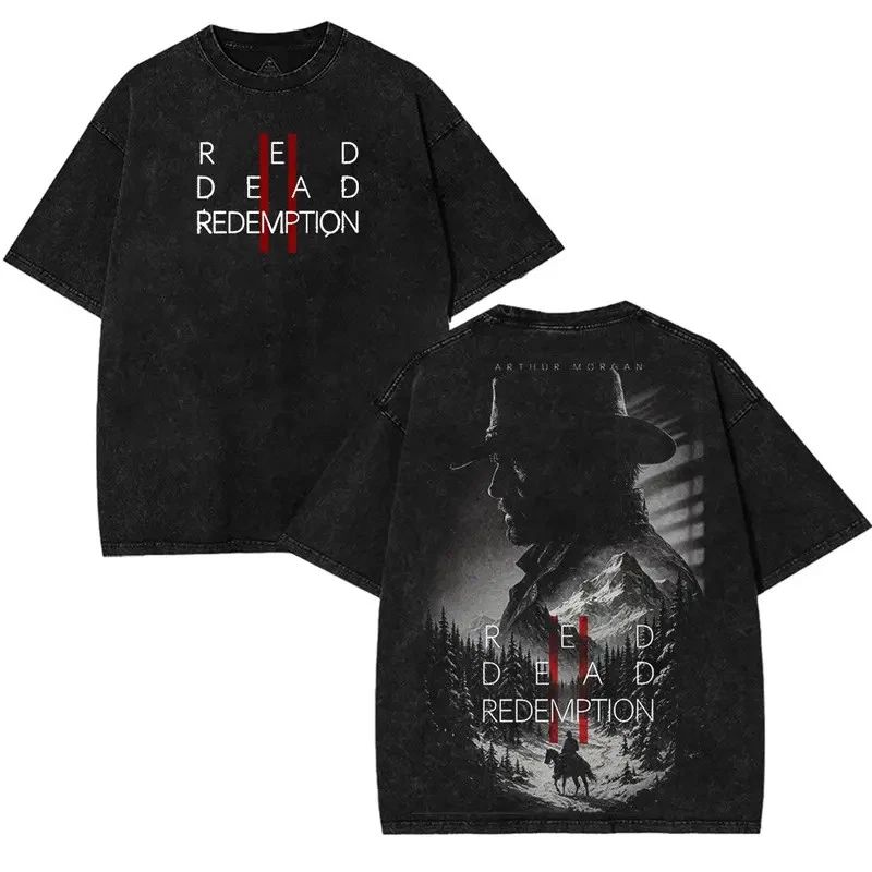 Red Dead redemption 2 V5 Double Printed Graphic Tee Streetwear Unisex