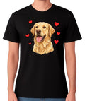 Golden Retriever Love Hearts Graphic Unisex Cute Dog Lover Tee Unisex
