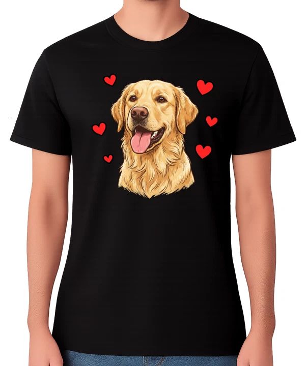 Golden Retriever Love Hearts Graphic Unisex Cute Dog Lover Tee Unisex