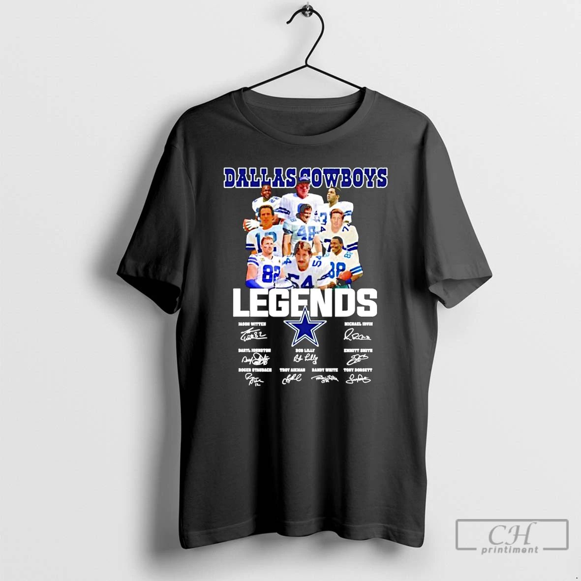 Classic Dallas Cowboys Football Team Collage Featuring Legends Signatures T Shirts Unisex