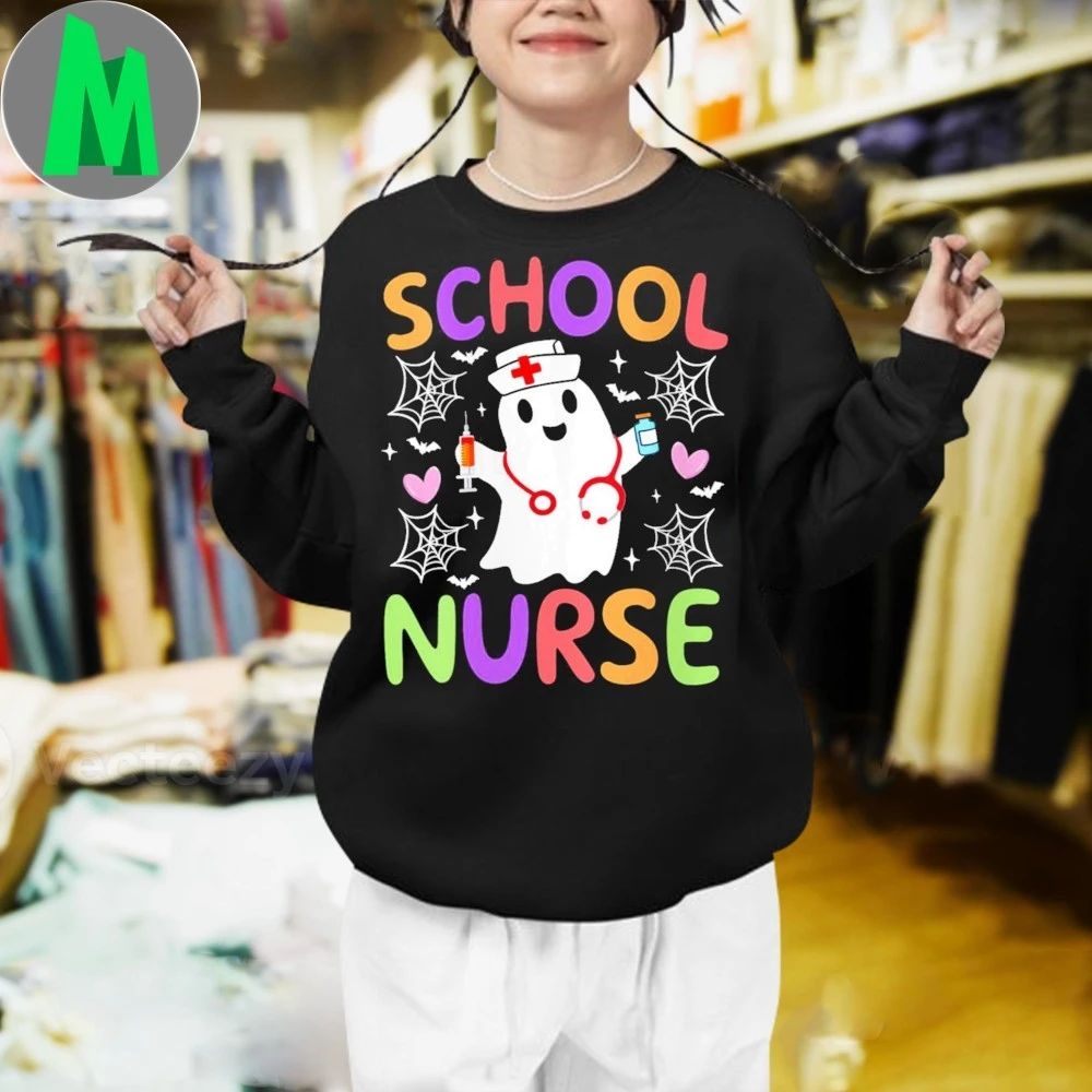 Women’s School Nurse Spooky Ghost Funny Halloween Nurse Costume 2025 Shirt Unisex