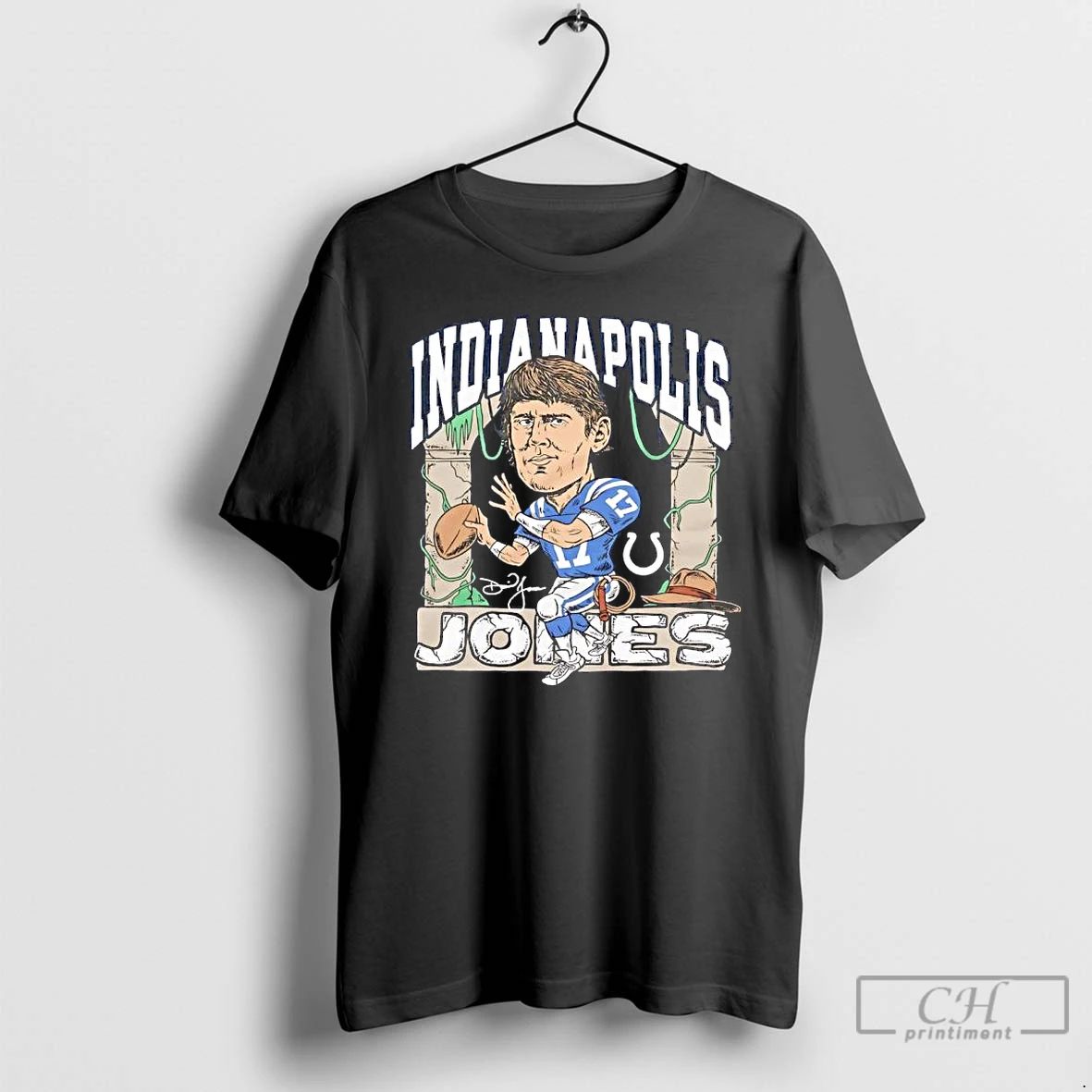 Premium Indianapolis Colts Daniel Jones Signature Caricature T Shirts Unisex