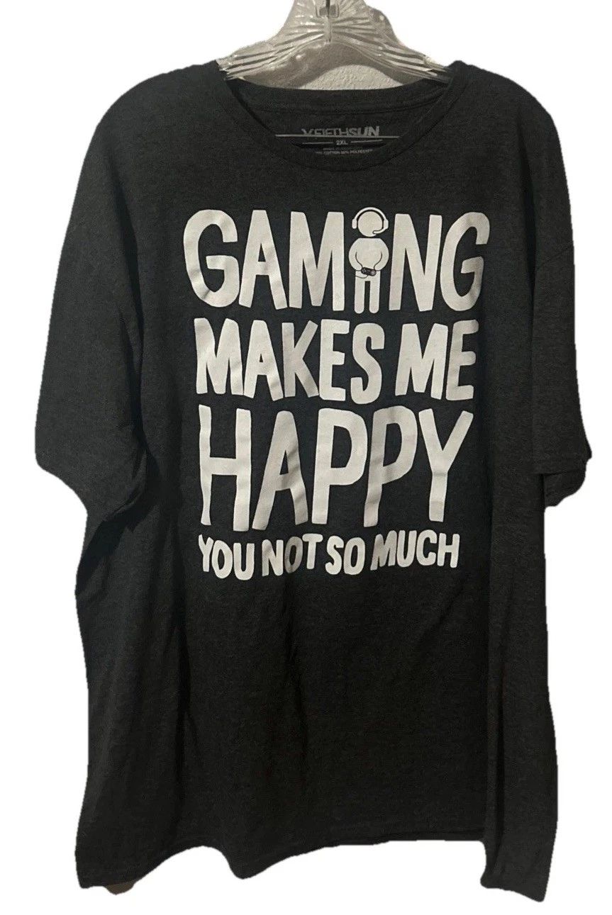 "Gaming Makes Me Happy, You Not So" Sz 2XL Graphic Print grey mens 1965 Unisex