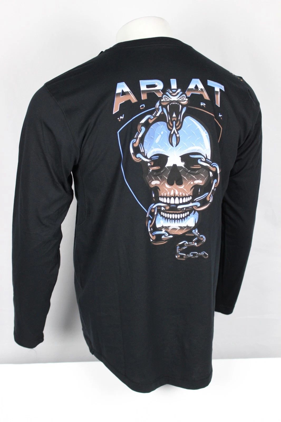 Ariat Men's Rebar Workman Chrome Skull Long Sleeve T Shirt Black 10052055 Unisex