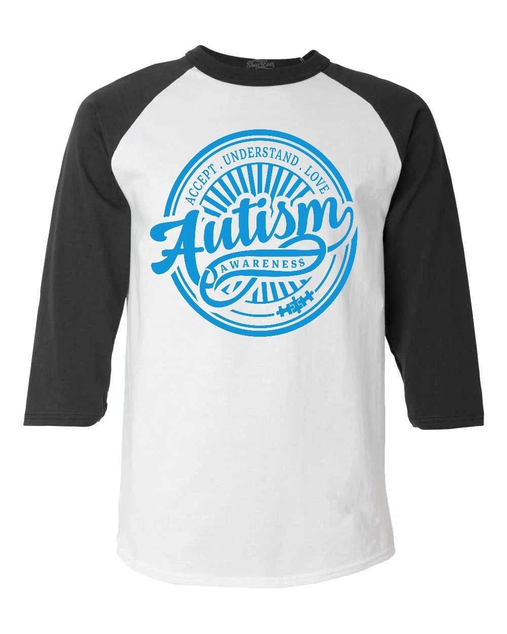 Autism Awareness Blue Circle Raglan Baseball Acccept Understand Love Shirts Unisex