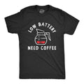 Mens Low Battery Need Coffee T Shirt Funny Sarcastic Low Power Bar Tee for Guys Unisex