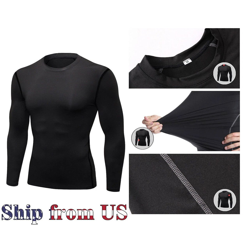 ON SALE!! Compression Thermal Base Layer Long Shirt Tops Sports Gym Tight Dry Unisex