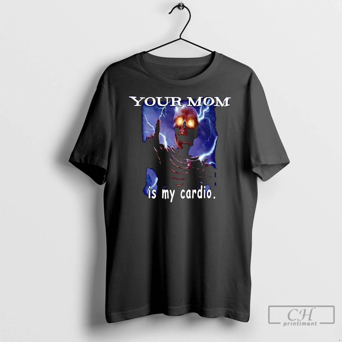 Premium Skeleton Lightning Your Mom Is My Cardio Unisex