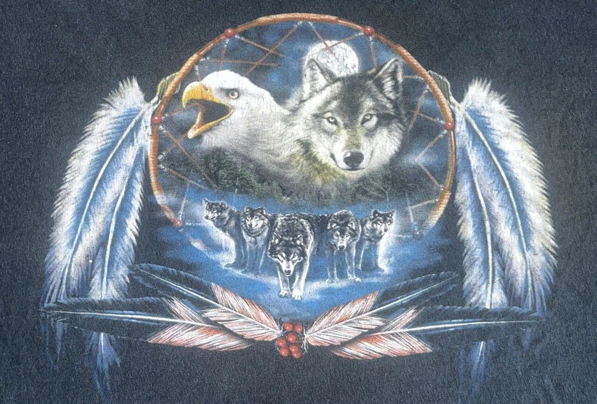 Vintage Wolf Delta Pro Weight Tribal Dreamcatcher USA Men’s XL Graphic T Unisex