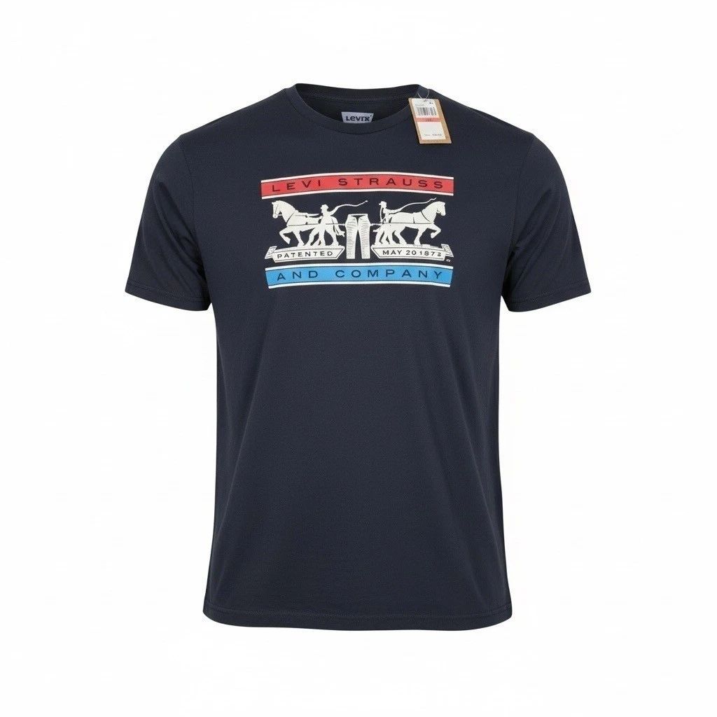 Levi Strauss Co Mens Navy Blue Classic Logo T Shirt Cotton, Size 3XL, NWT Unisex