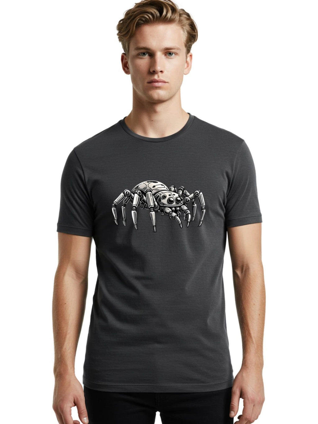 Robot-Spider-1 Mens Graphic Tee, 100% Cotton, Casual Summer Wear Unisex