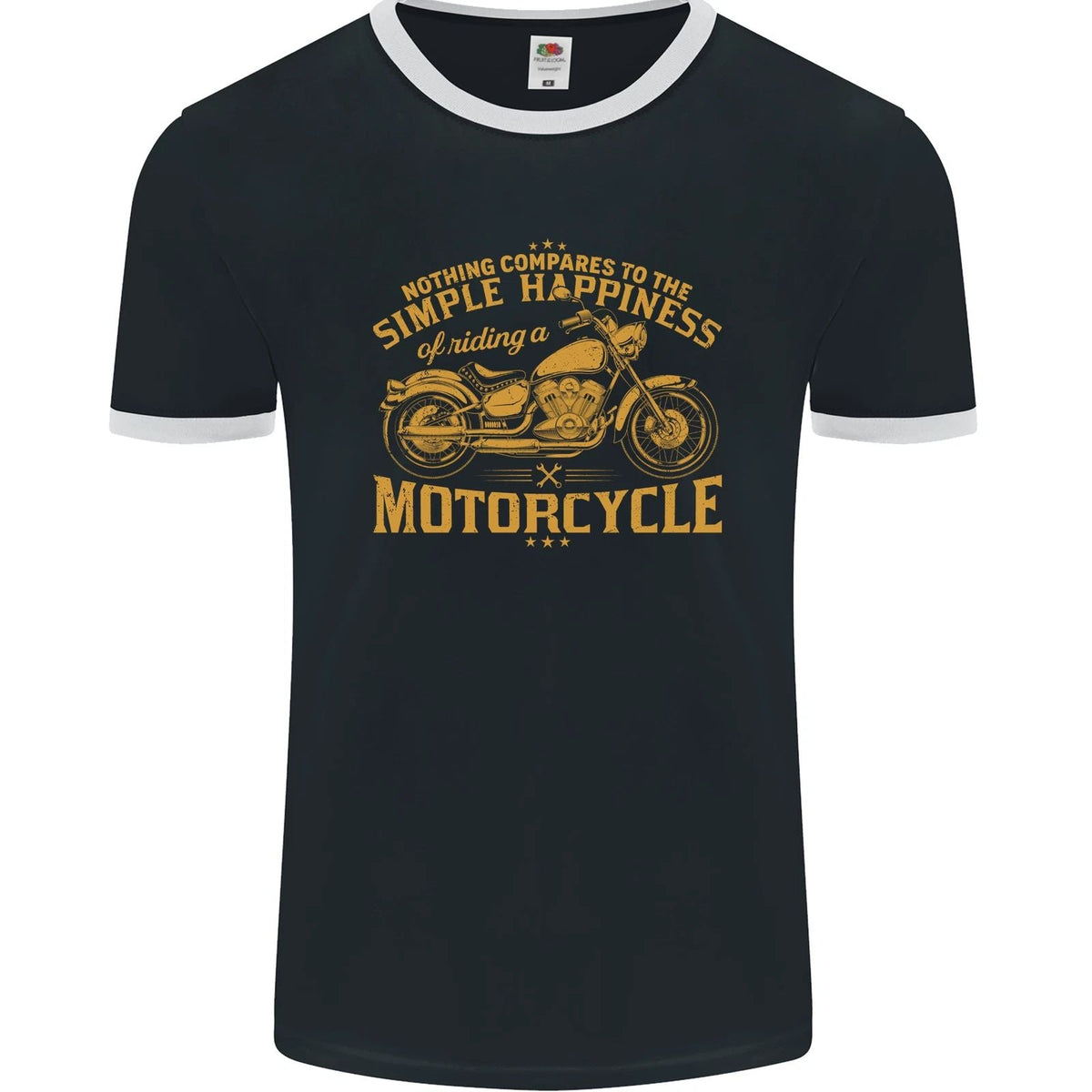 Simple Happiness Biker Motorcycle Motorbike Mens Ringer FotL Unisex