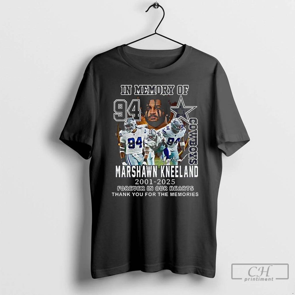 Premium Dallas Cowboys In Memory Of Marshawn Kneeland Memories 2001 2025 T Shirts Unisex
