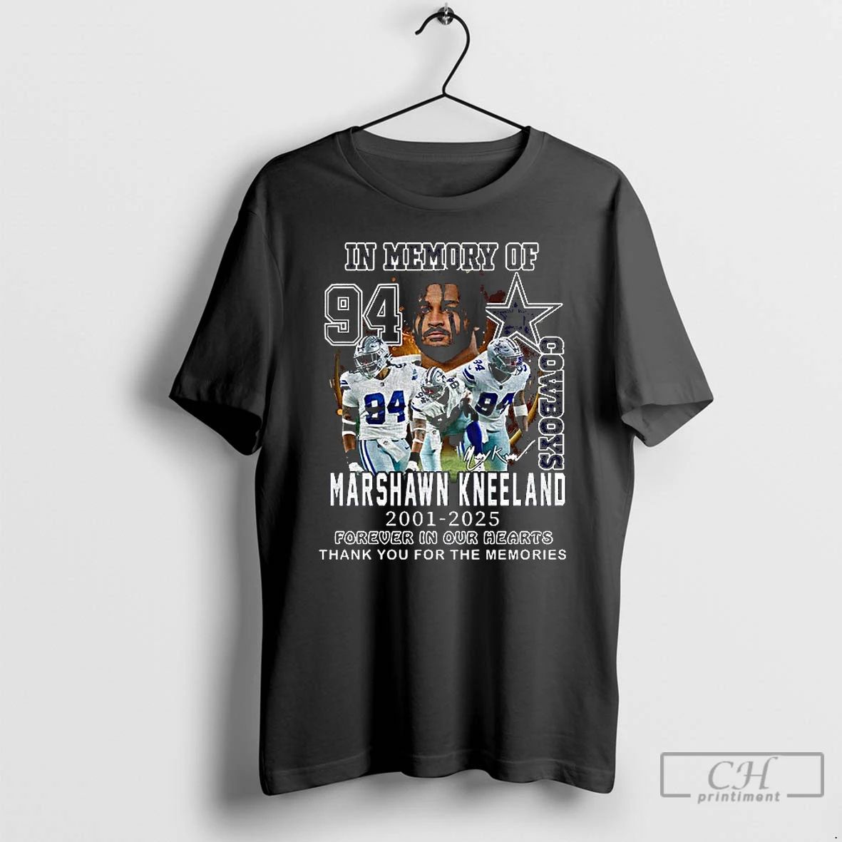 Premium Dallas Cowboys In Memory Of Marshawn Kneeland Memories 2001 2025 T Shirts Unisex