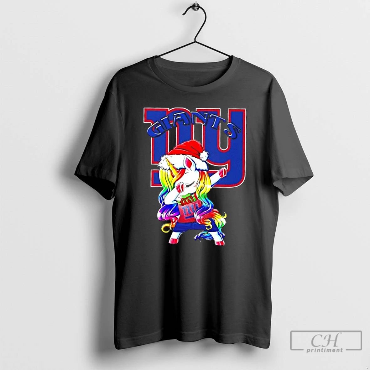 Premium New York Giants X Unicorn Santa Hat Dabbing Merry Christmas T Shirts Unisex