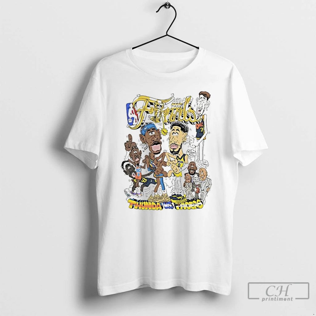 Premium Okc Thunder Vs Indiana Pacers 2025 Nba Finals Caricature T Shirts Unisex