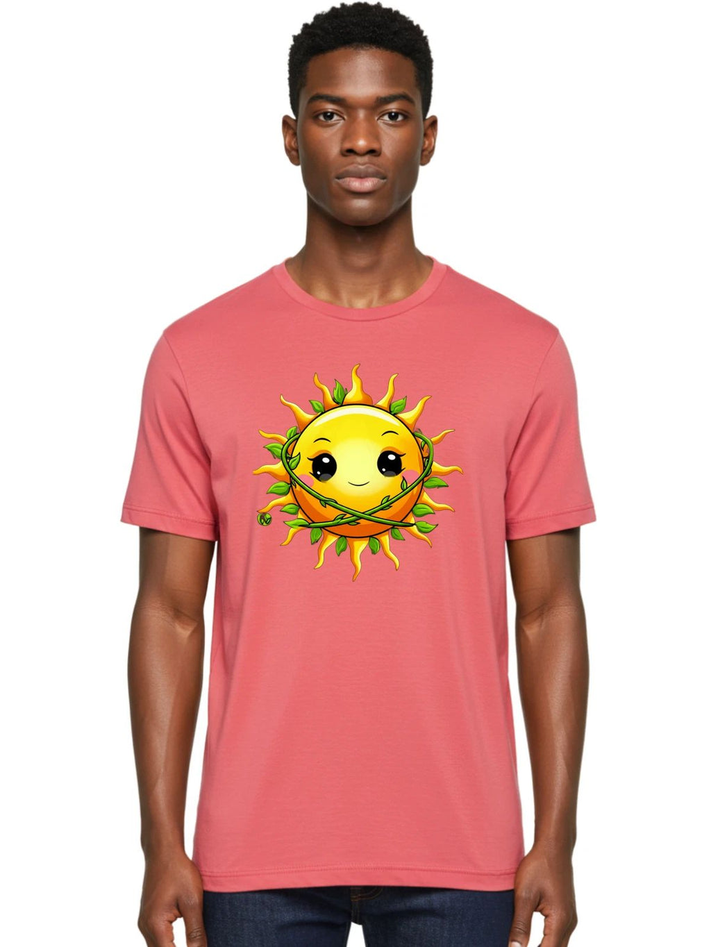 Kawaii-Sun Mens Graphic Tee, 100% Cotton, Casual Summer Wear Unisex