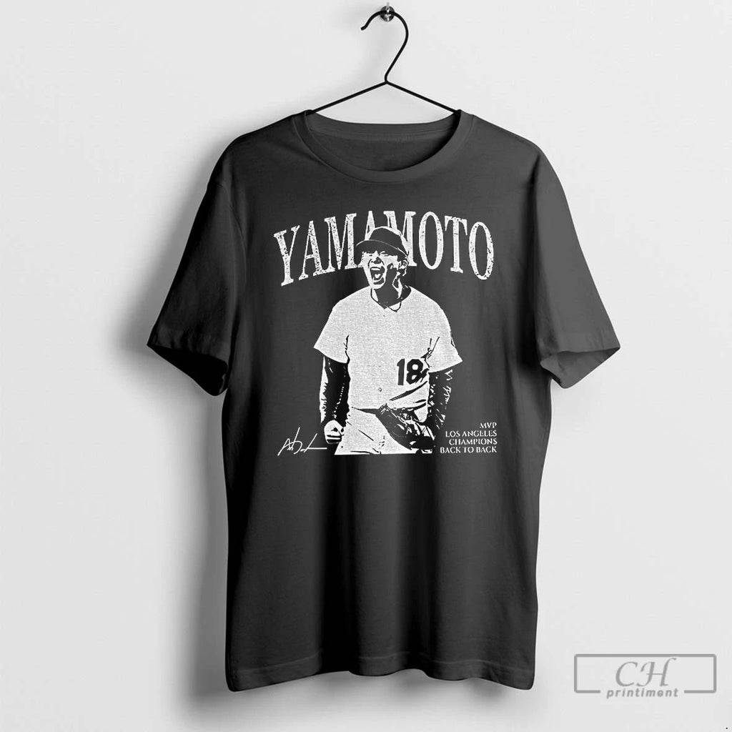 Premium Yamamoto Mvp Los Angeles Baseball Signature Vintage T Shirts Unisex
