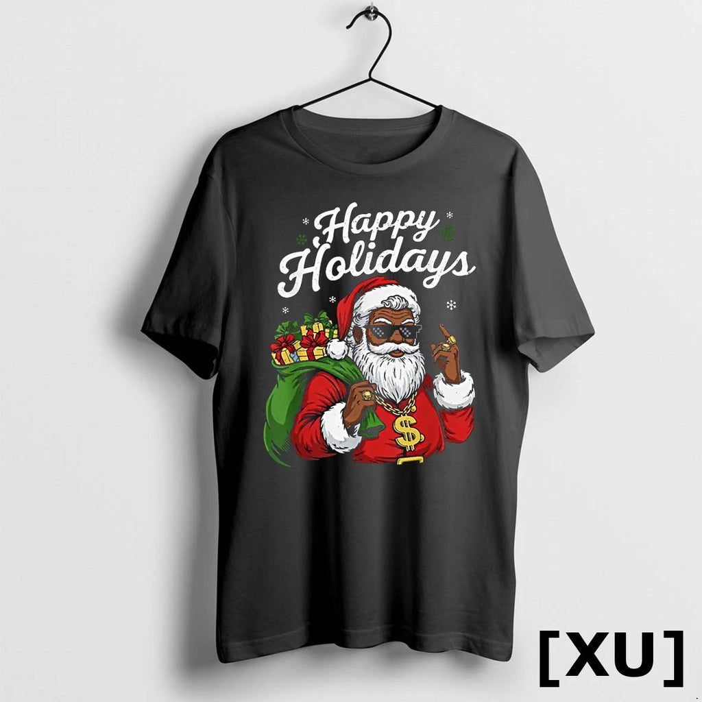 African American Santa Claus Black Christmas Cool Happy Xmas Tshirts Sweater Unisex