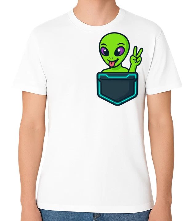 Cute Alien Pocket Funny UFO Sci-Fi Graphic Tee Unisex Gift Unisex