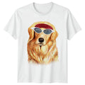 Golden Retriever Dog with Sunglasses Mens Funny Dog Tee Unisex