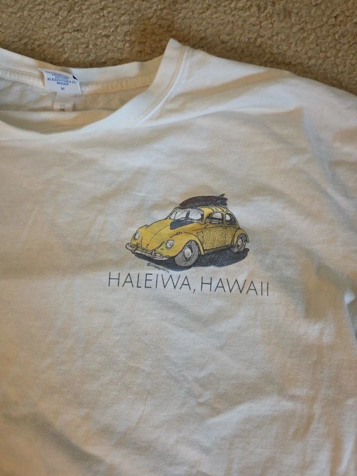 Crazy Shirts Hawaii T Shirt XL Haleiwa Oahu Surfer SURF SHOP Car Bug Beetle Tee Unisex
