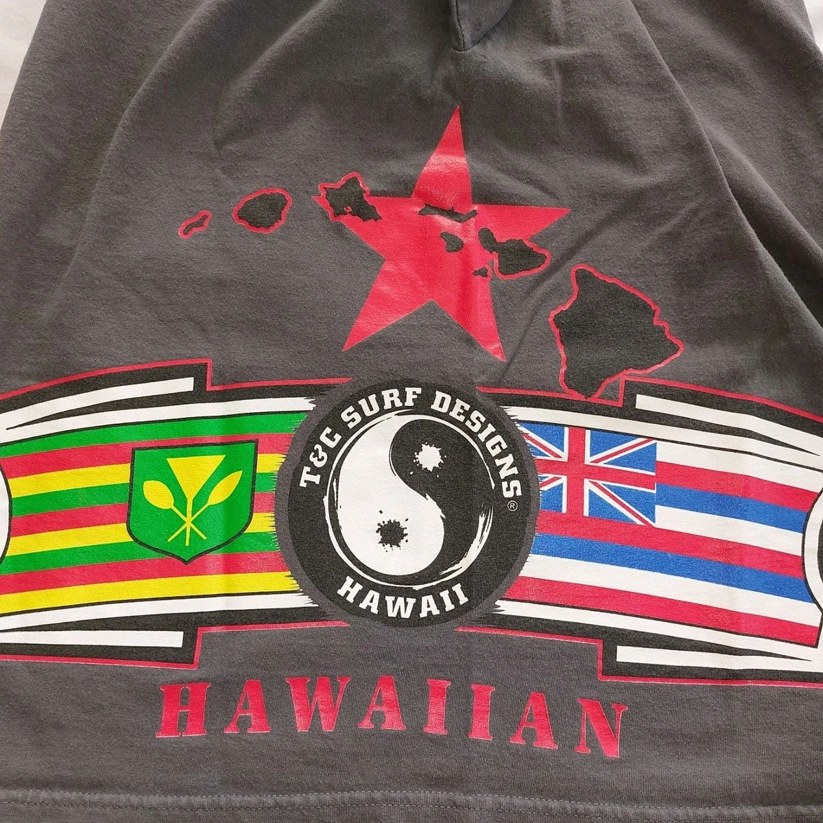 T&C Surf Designs Surf Shirt Mens L Sovereign Nation Graphic Hawaii Tee Aloha Unisex
