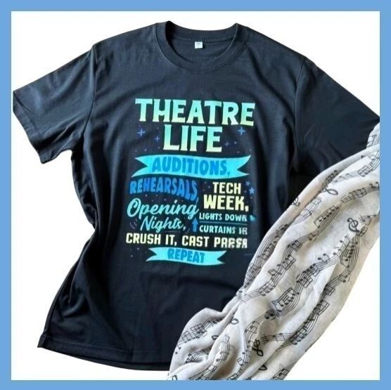 Theatre Life Graphic Tee Size XL Men or Women Black Drama Thespian Cotton Unisex