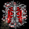 Gothic Rib Cage Skeleton Skull Goth Fantasy Mens Light Cotton Unisex