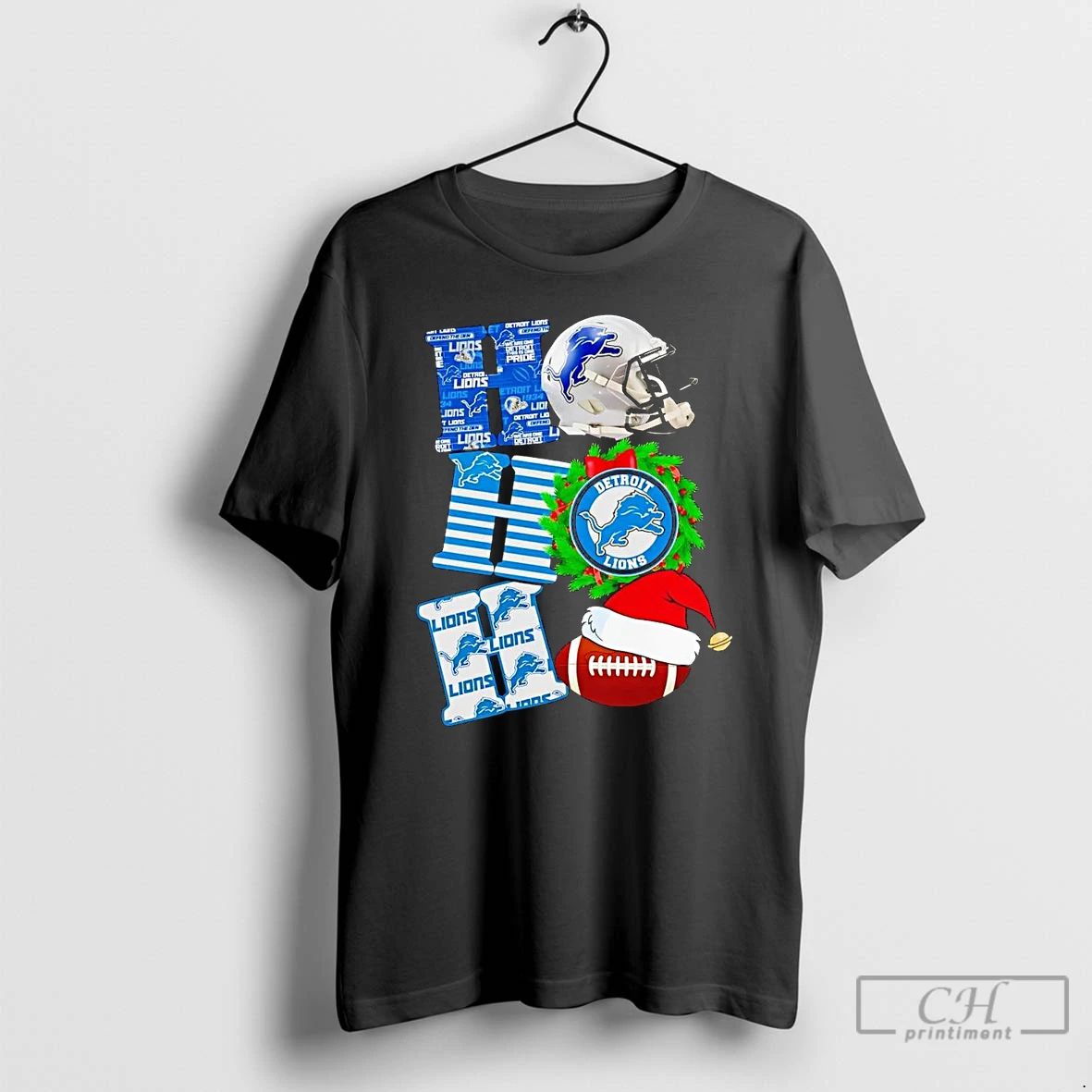 Premium Detroit Lions Ho Ho Ho Christmas T Shirts Unisex