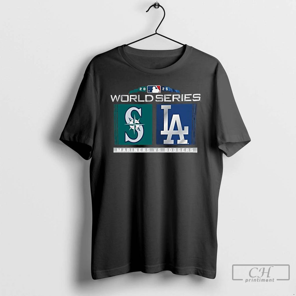 Classic Seattle Mariners Vs Los Angeles Dodgers 2025 World Series Matchup Zone T Shirts Unisex