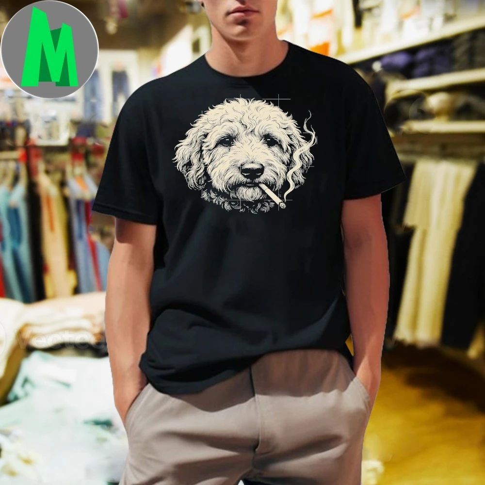 Dog Smoking Cigarette Funny Goldendoodle Meme Shirt Unisex