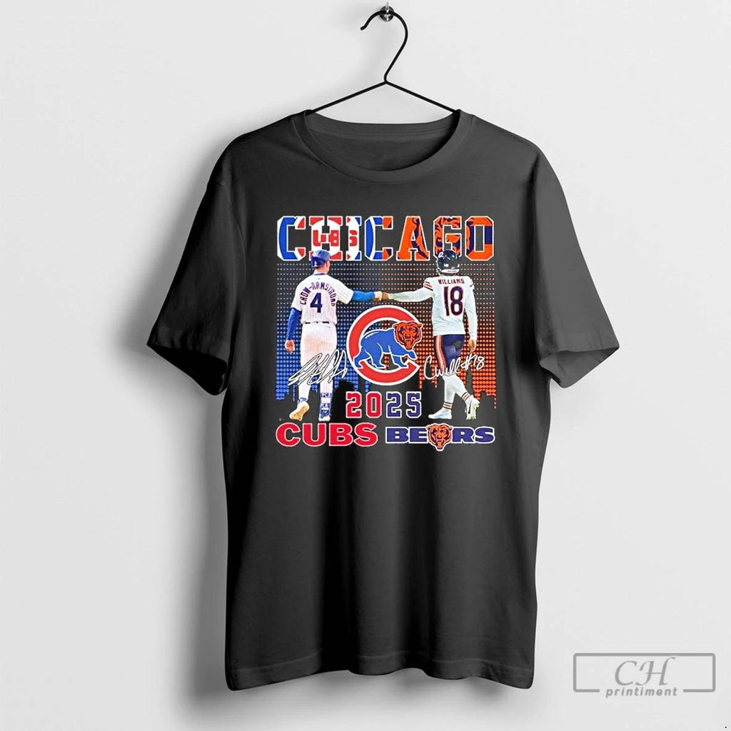 Classic Cubs Pete Crow Armstrong And Bears Caleb Williams 2025 T Shirts Unisex