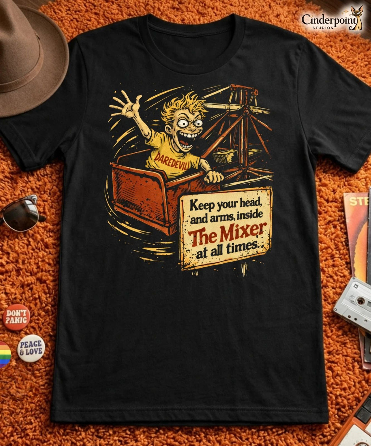 Bill Jr Rides The Mixer Dark Humor Amusement Park Dead Milkmen Tee XS-5X Unisex