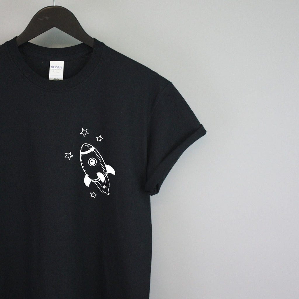 Spaceship Doodle Logo T Shirt Pocket Hipster Nasa UFO Men Women Cute Girl L59 Unisex