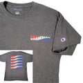 Champion Mens Tee Size Large Gray Graphic Front/Back Logo Comfort Unisex