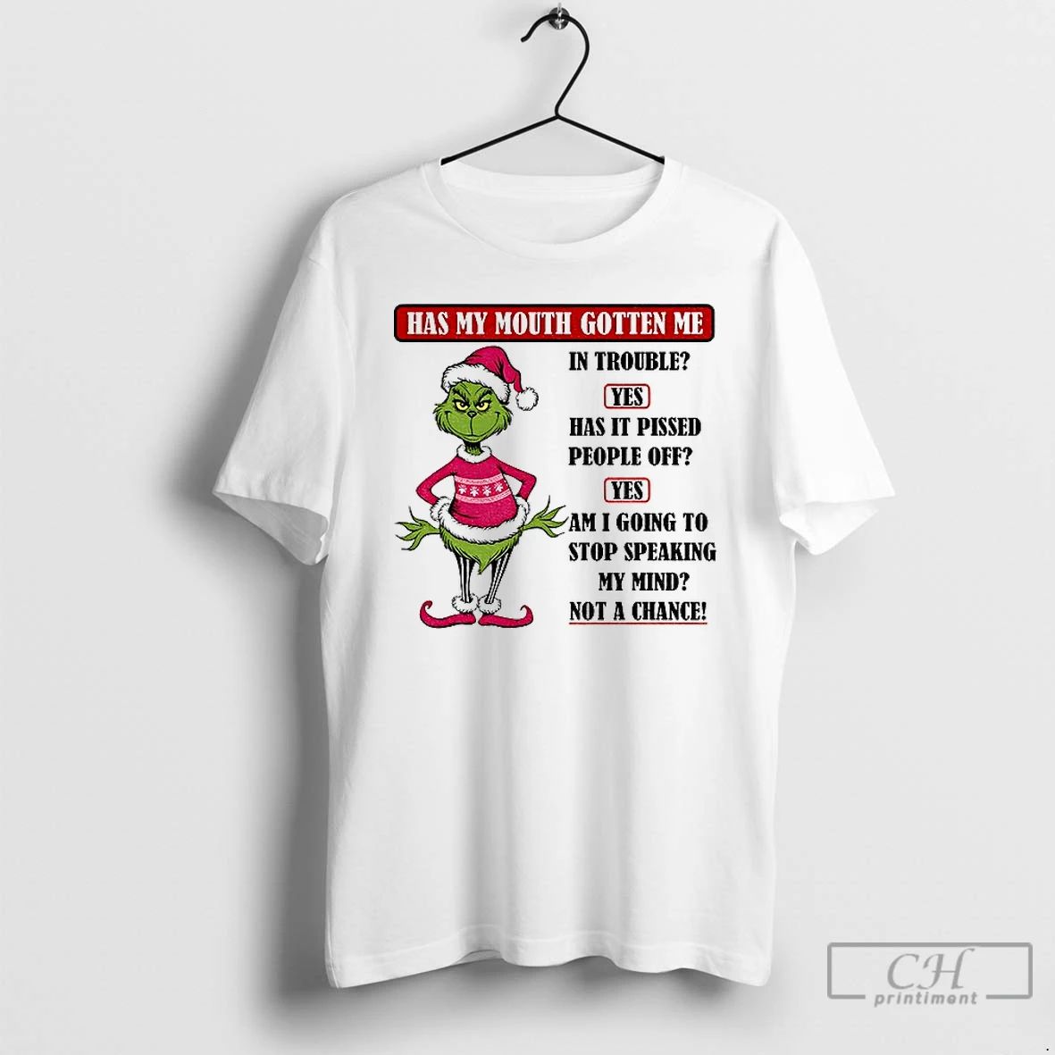 Classic Grinch Santa Hat Has My Mouth Gotten Me In Trouble Yes Has It Pissed Unisex