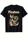 New Black Abstract Cat Picasso-Inspired - Cubist Style Picasso Logo-Lik Unisex