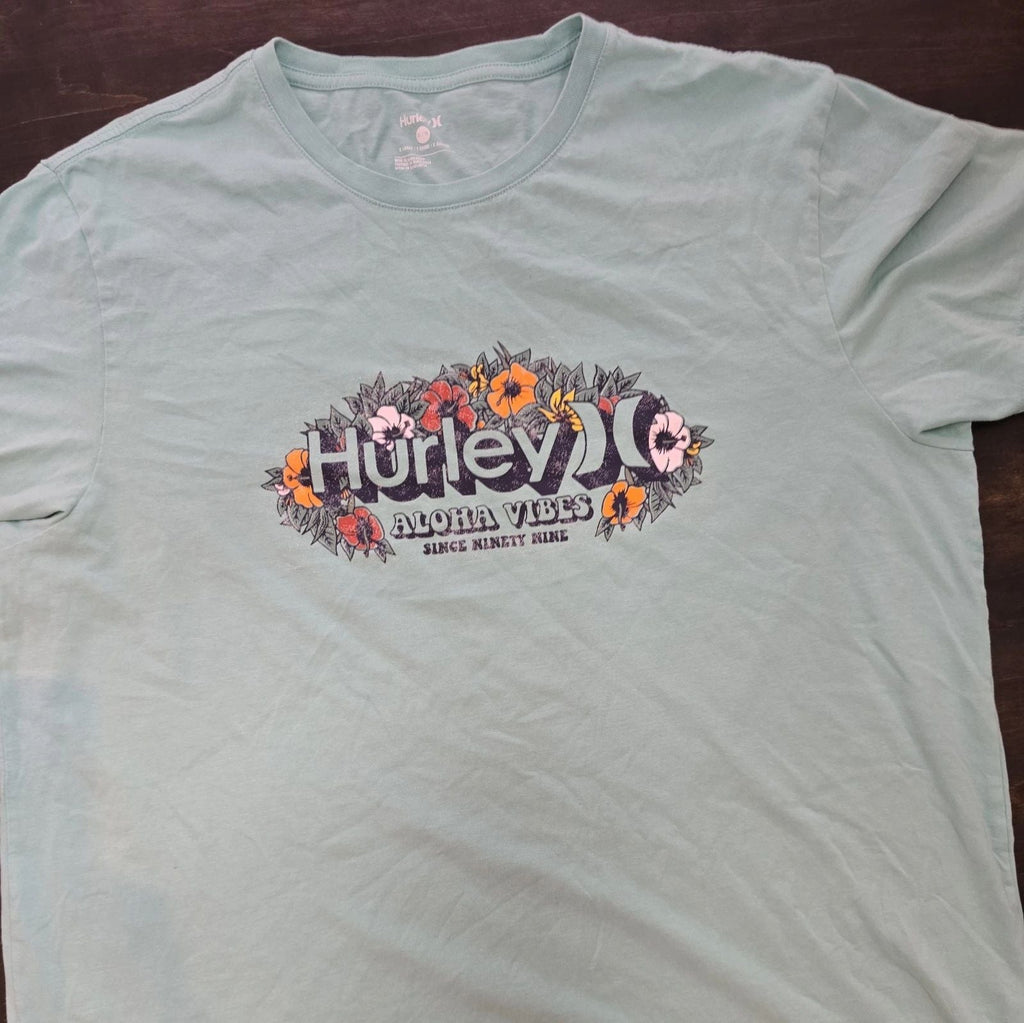 Hurley Men's Everyday Short Sleeve Beach Flower Green Size XL Unisex
